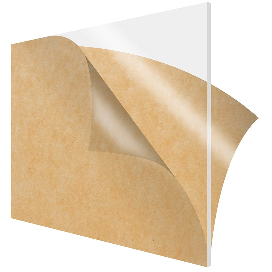 Láminas de acrílico transparentes 4´x 8´. PE protectora transparente en ambas caras